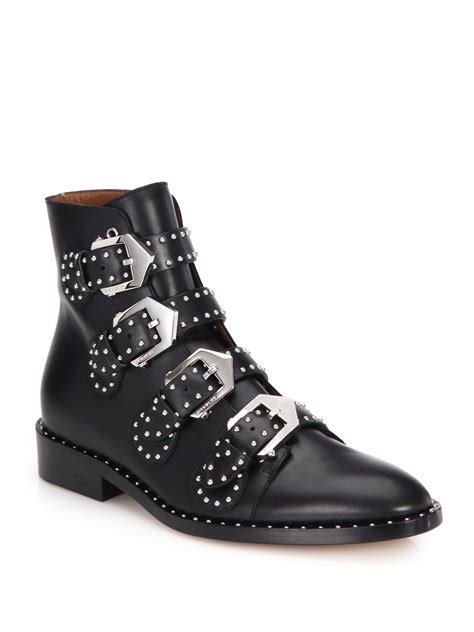 givenchy black studded buckle boots